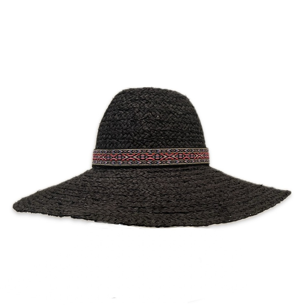 Wide-Brim Woven Straw Hat